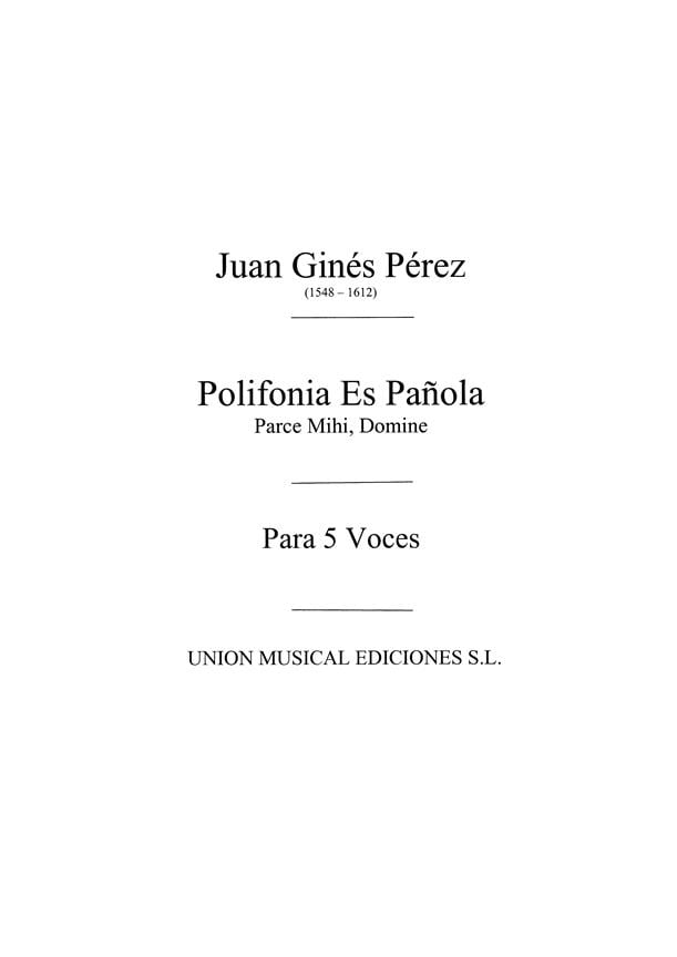 Perez: Parce Mihi Domine Motet for 5v.M